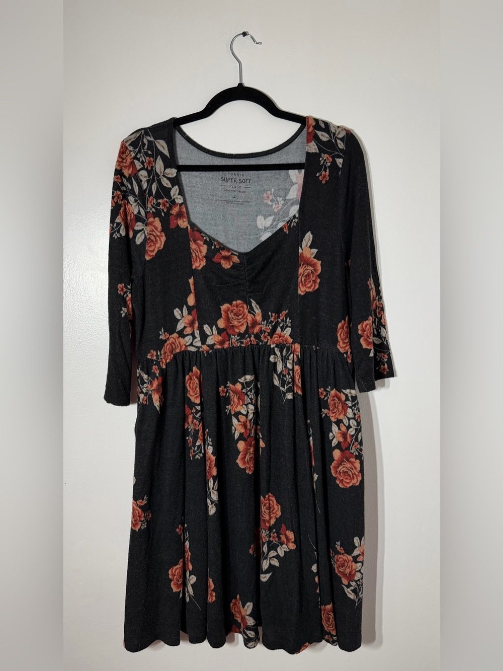 Torrid Size 2 Super Soft Plush Floral Babydoll Dress Pockets